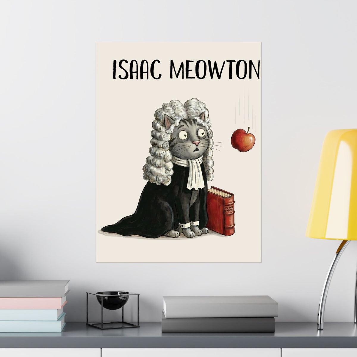 Isaac Meowton Poster — Funny Science Pun Cat Gravity Graphic Poster