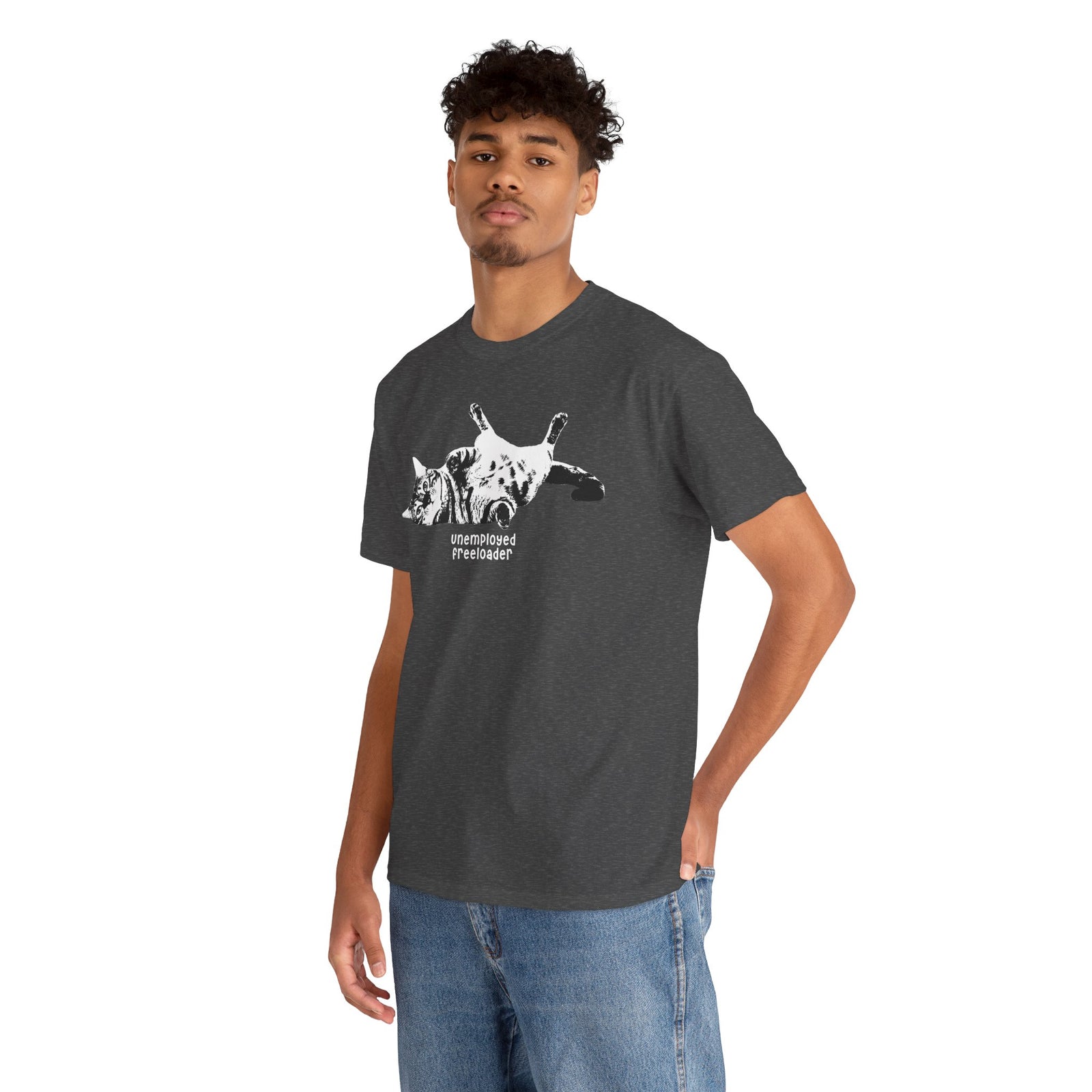 Unemployed Freeloader Cat T-Shirt — Funny Lazy Cat Graphic Tee
