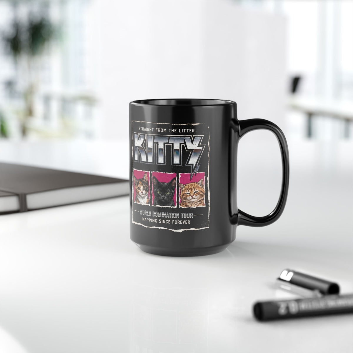Straight From the Litter Kitty Black Mug Funny Cat Lover Mug