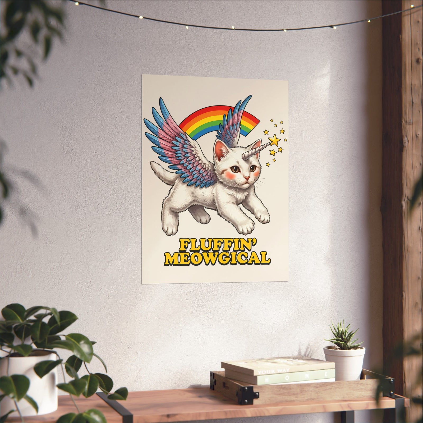Fluffin' Meowgical Cat Poster — Cute Unicorn Kitten Graphic