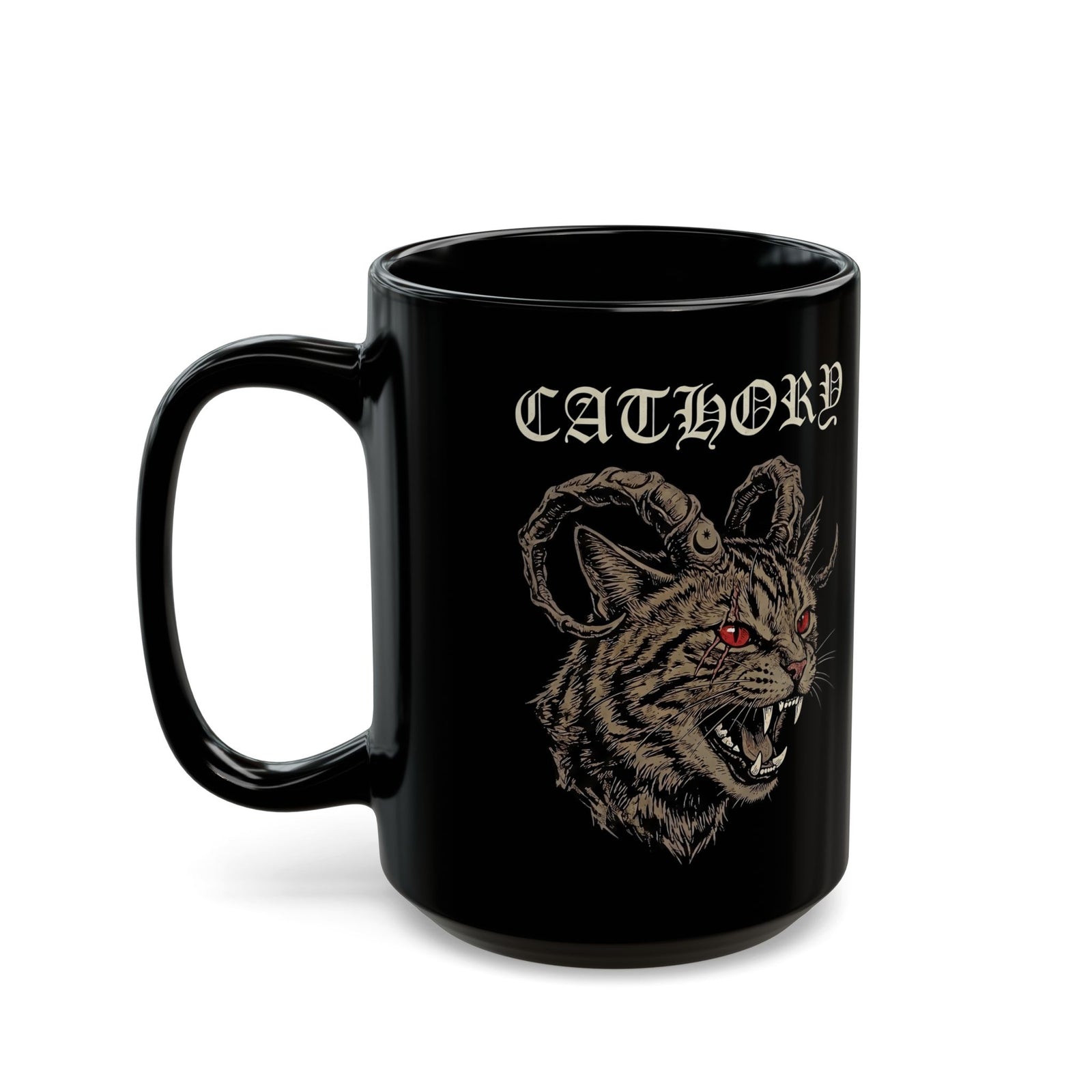 Catlord Black Mug — Gothic Cat King Graphic Mug