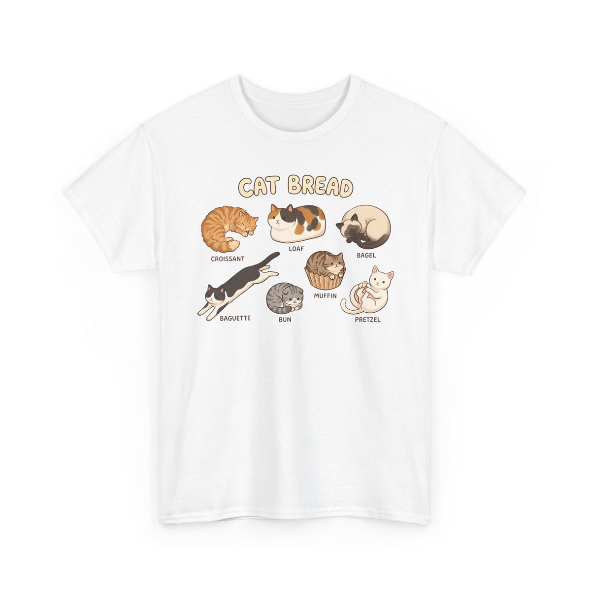 Cats &amp; Breads T-Shirt — Cute Cat and Bread Graphic Tee