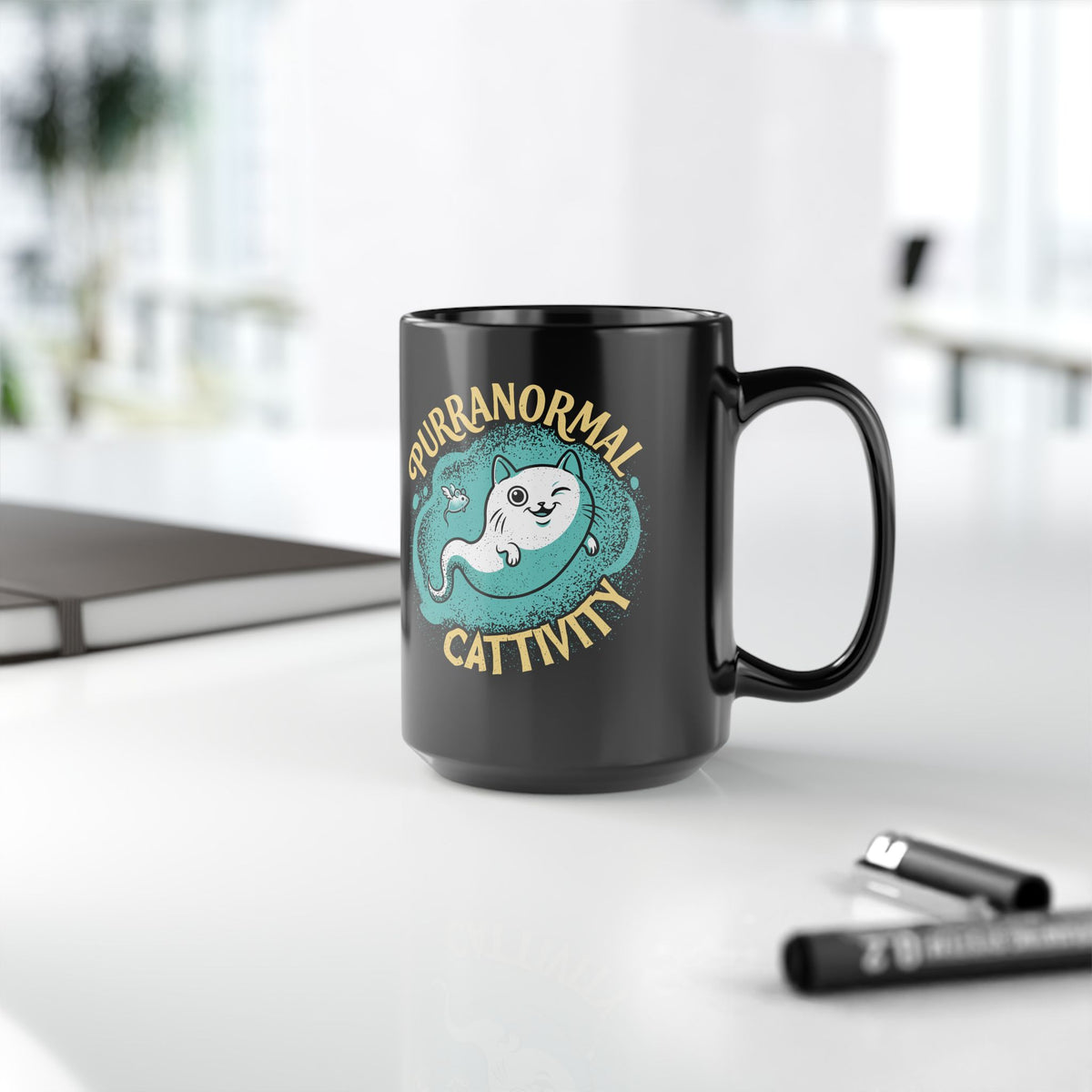 Purranormal Cattivity Black Mug — Funny Paranormal Cat Mug
