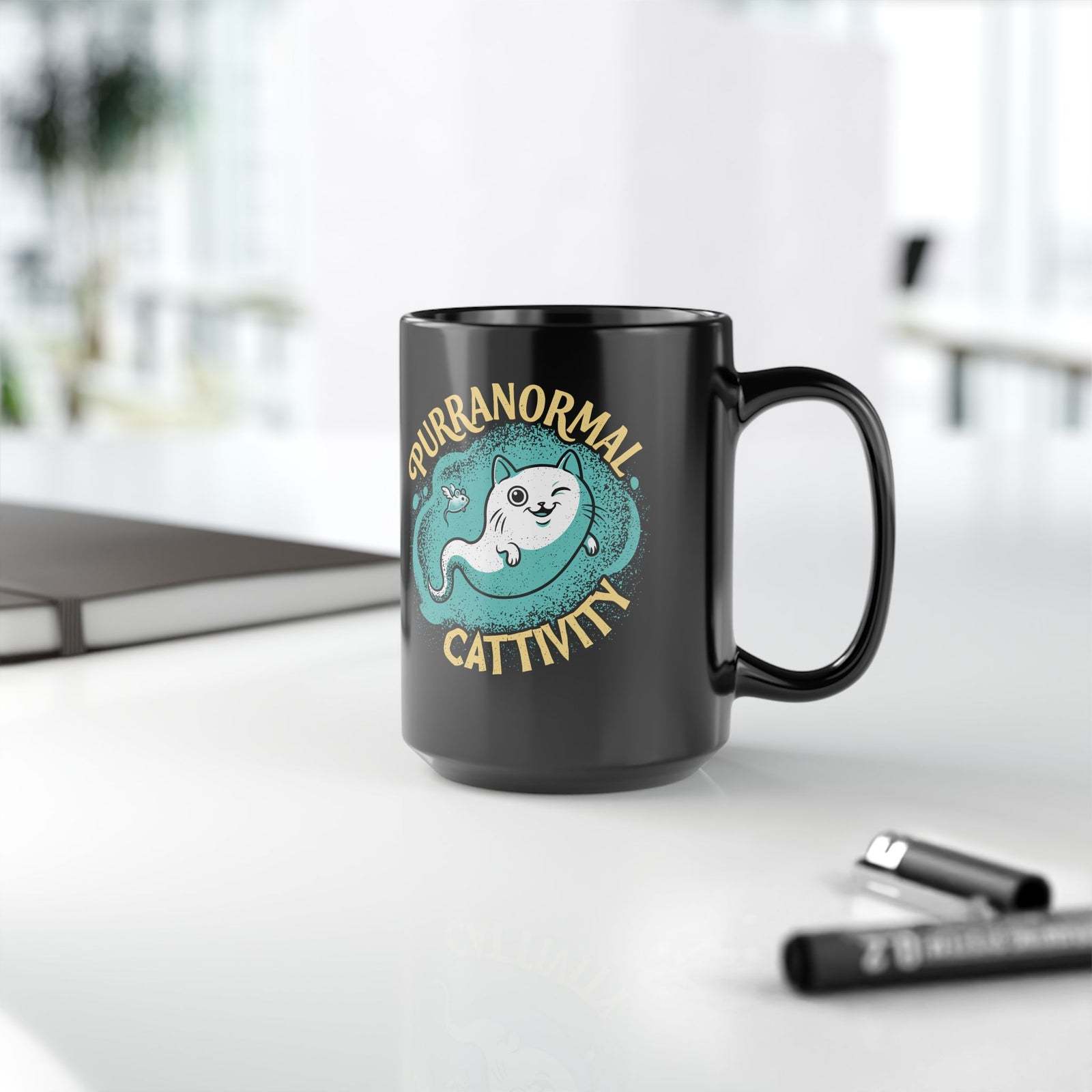 Purranormal Cattivity Black Mug — Funny Paranormal Cat Mug