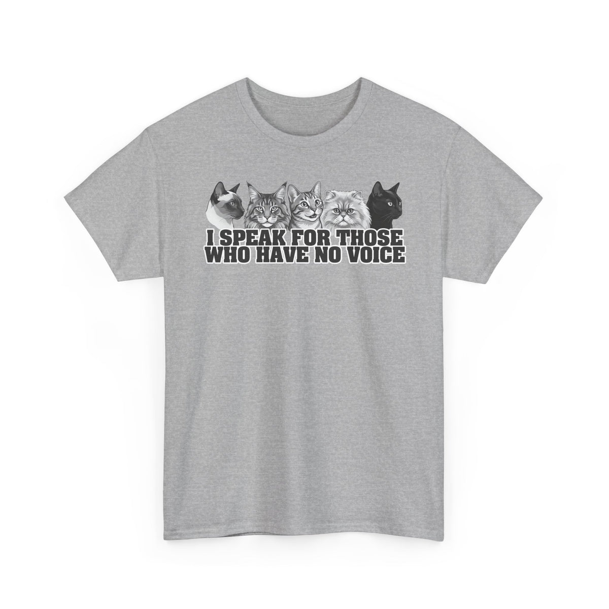 Cat Lover T-Shirt — "I Speak for Those Who Have No Voice" Animal Rescue Tee