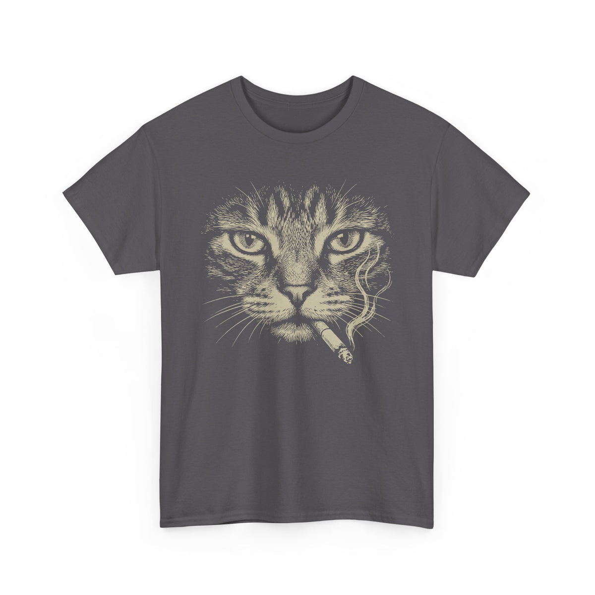 Smoking Cat T-Shirt — Vintage Grunge Cat Graphic Tee