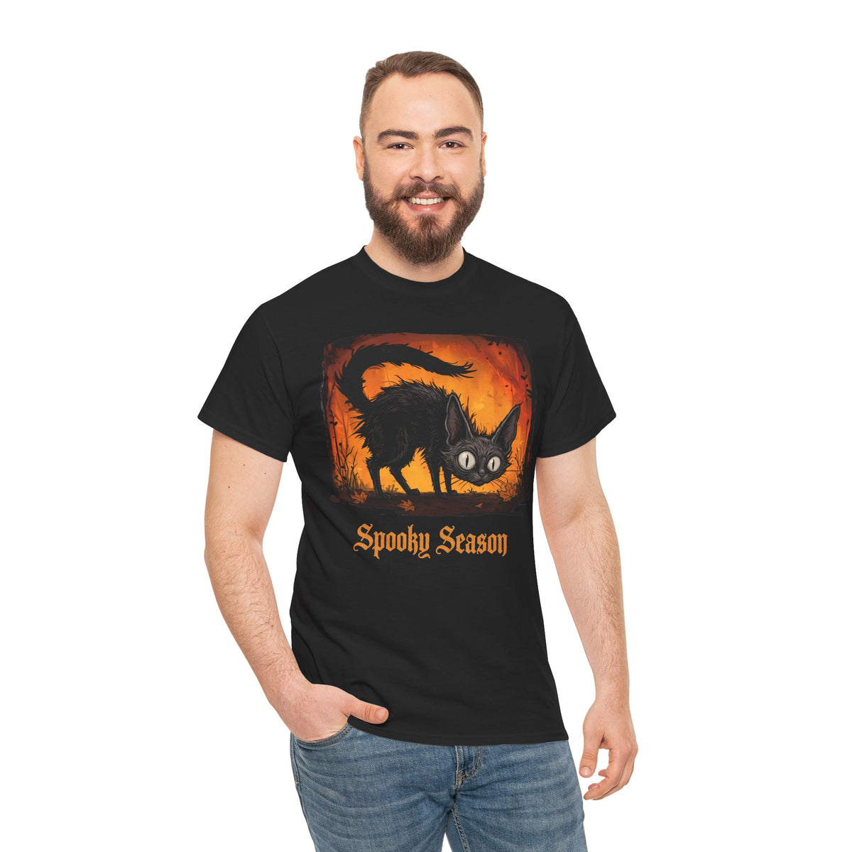 Spooky Season Scaredy Black Cat Shirt — Vintage Halloween Gothic T-Shirt