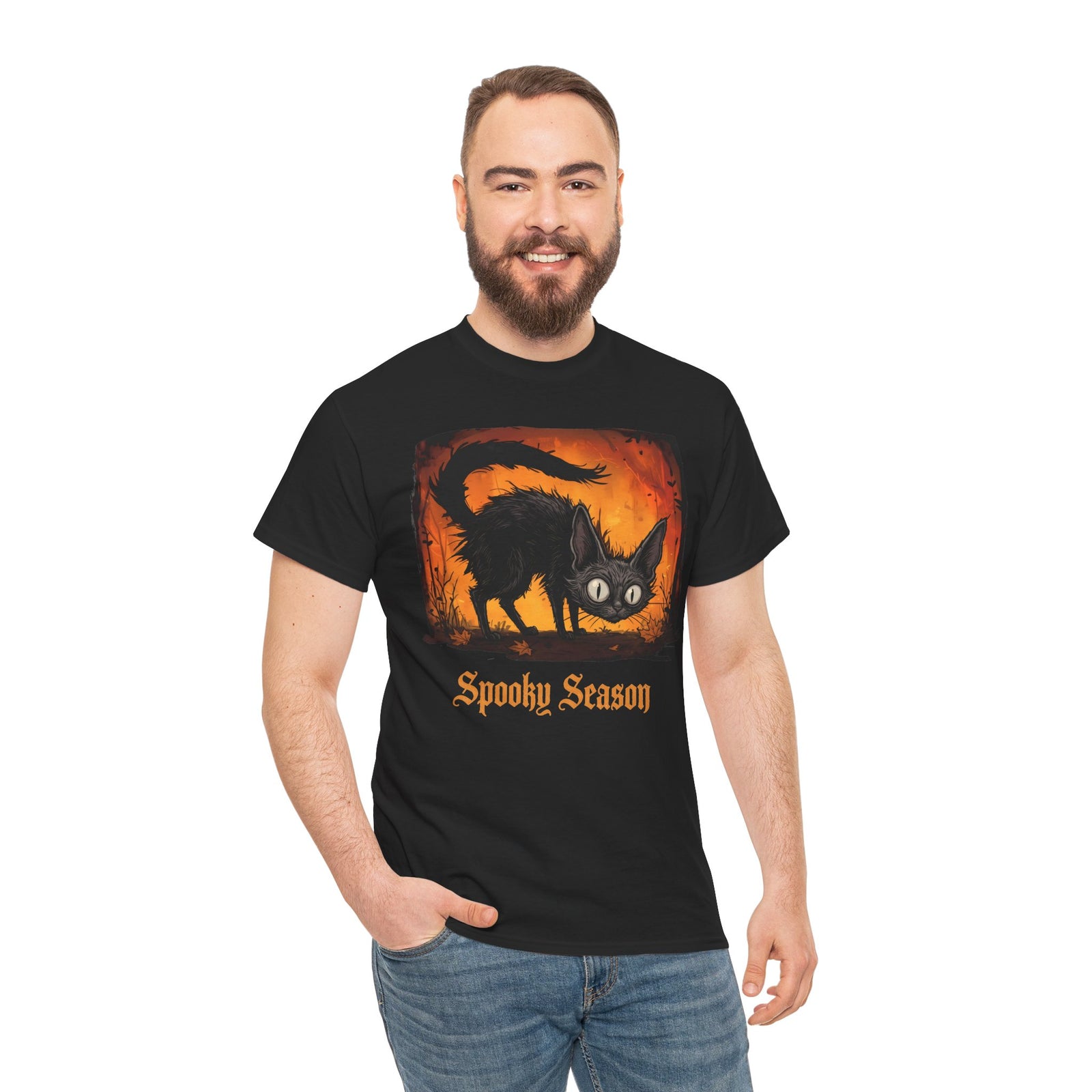 Spooky Season Scaredy Black Cat Shirt — Vintage Halloween Gothic T-Shirt