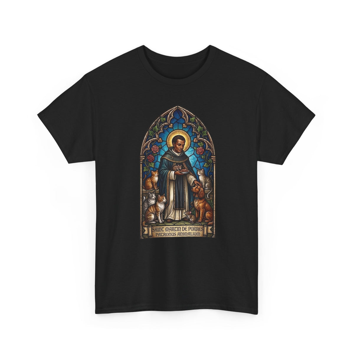 Saint Martin de Porres Cat Lovers T-Shirt — Patron of Animals Tee
