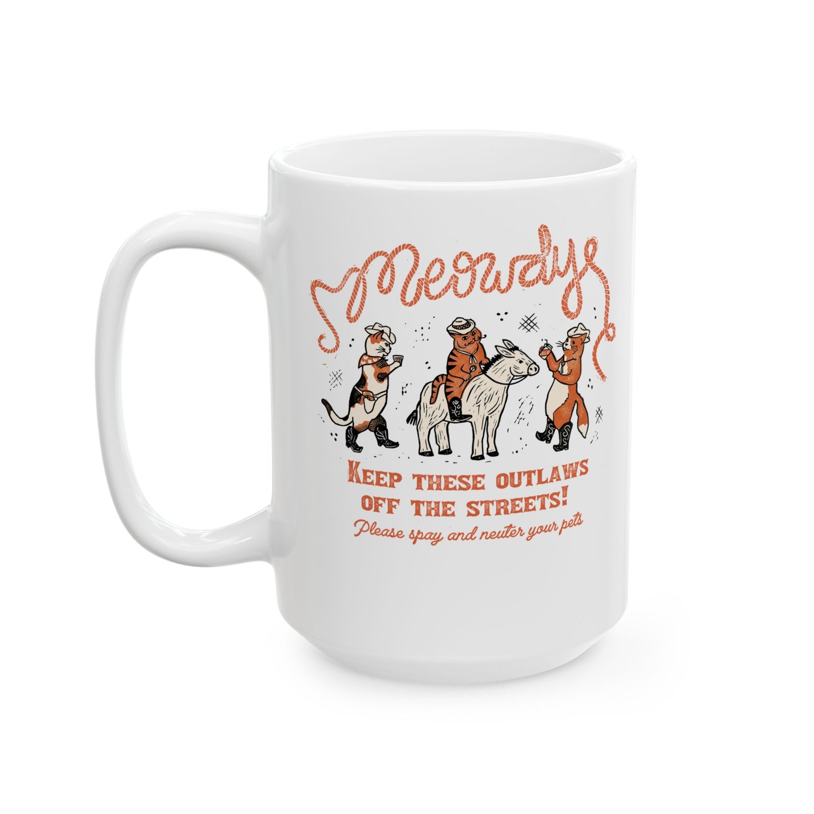 Meowdy Cat Ceramic Mug — Funny Cowgirl Cat Mug