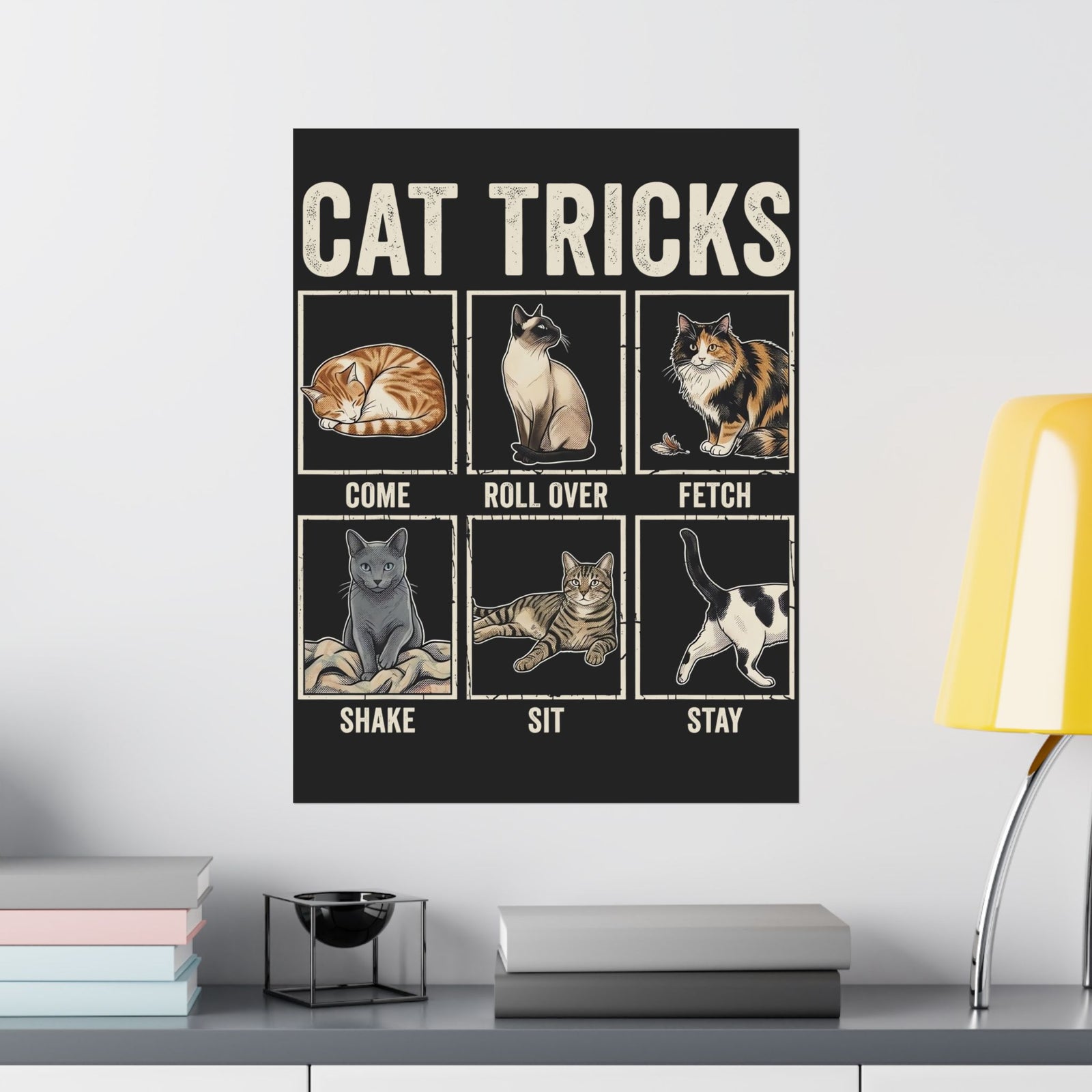 Funny Cat Tricks Poster — Cute Cat Humor Poster