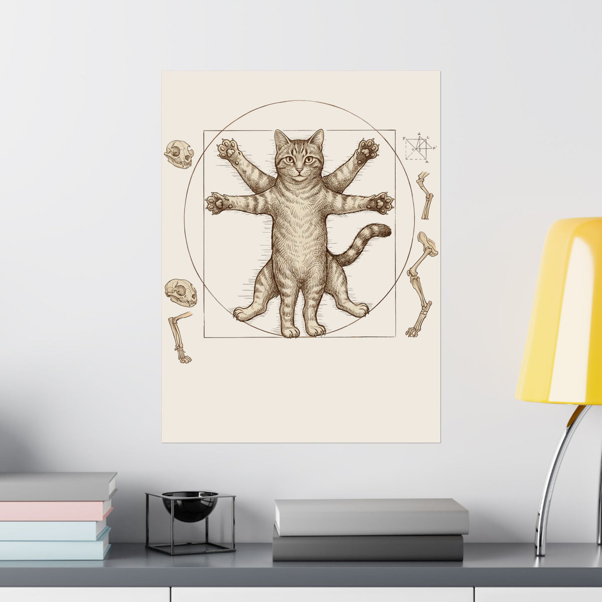 Vitruvian Cat Poster — Anatomical Cat Art Poster