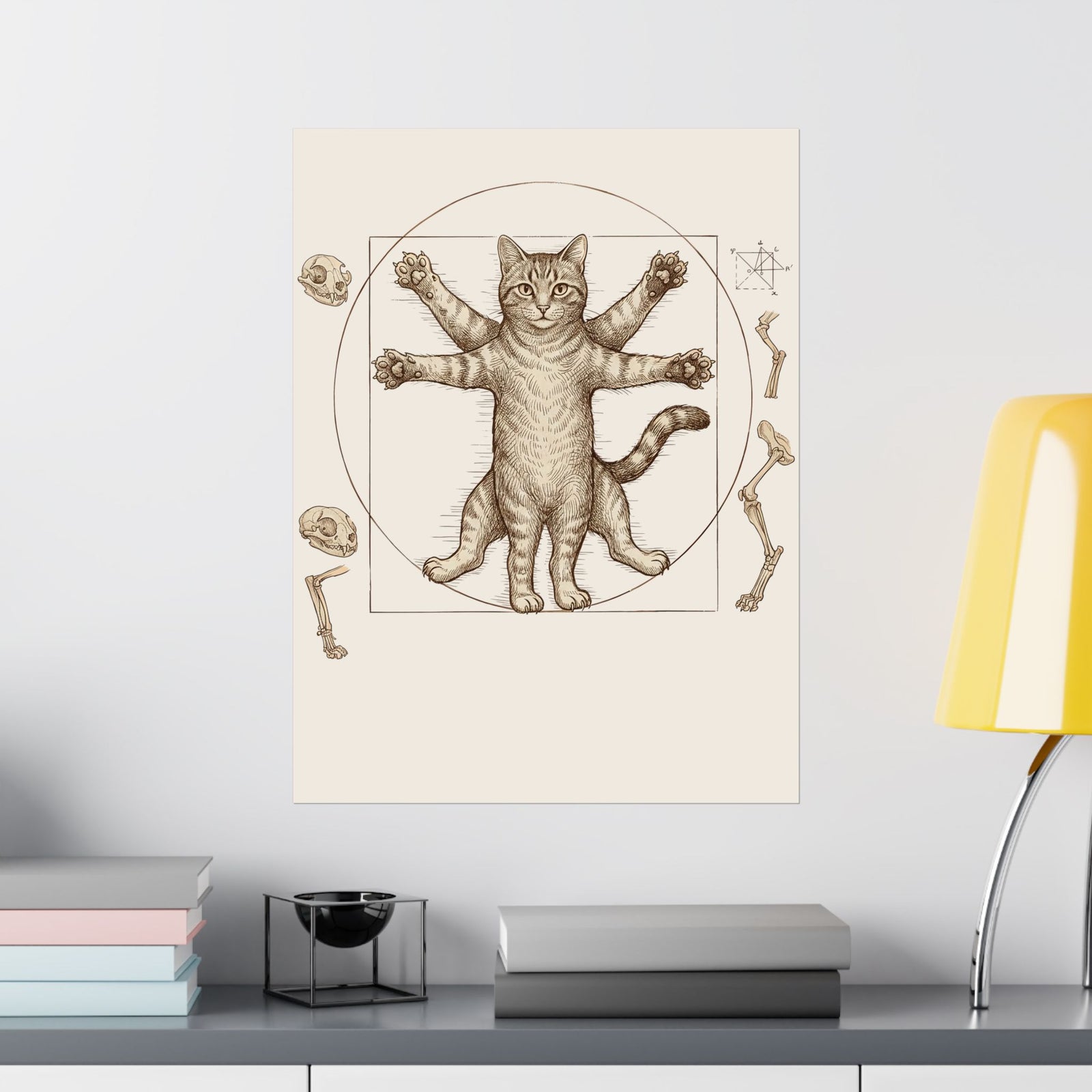 Vitruvian Cat Poster — Anatomical Cat Art Poster