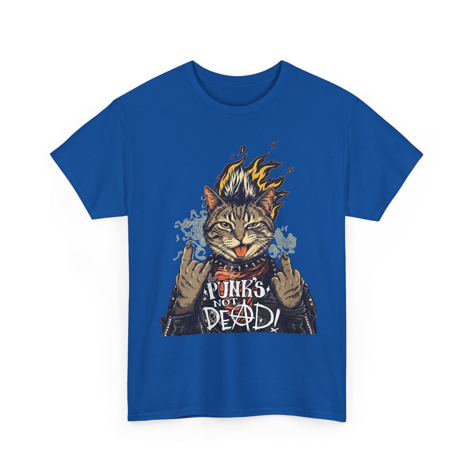 Punks Not Dead Cat T-Shirt — Funny Rebel Punk Rock Tabby Tee