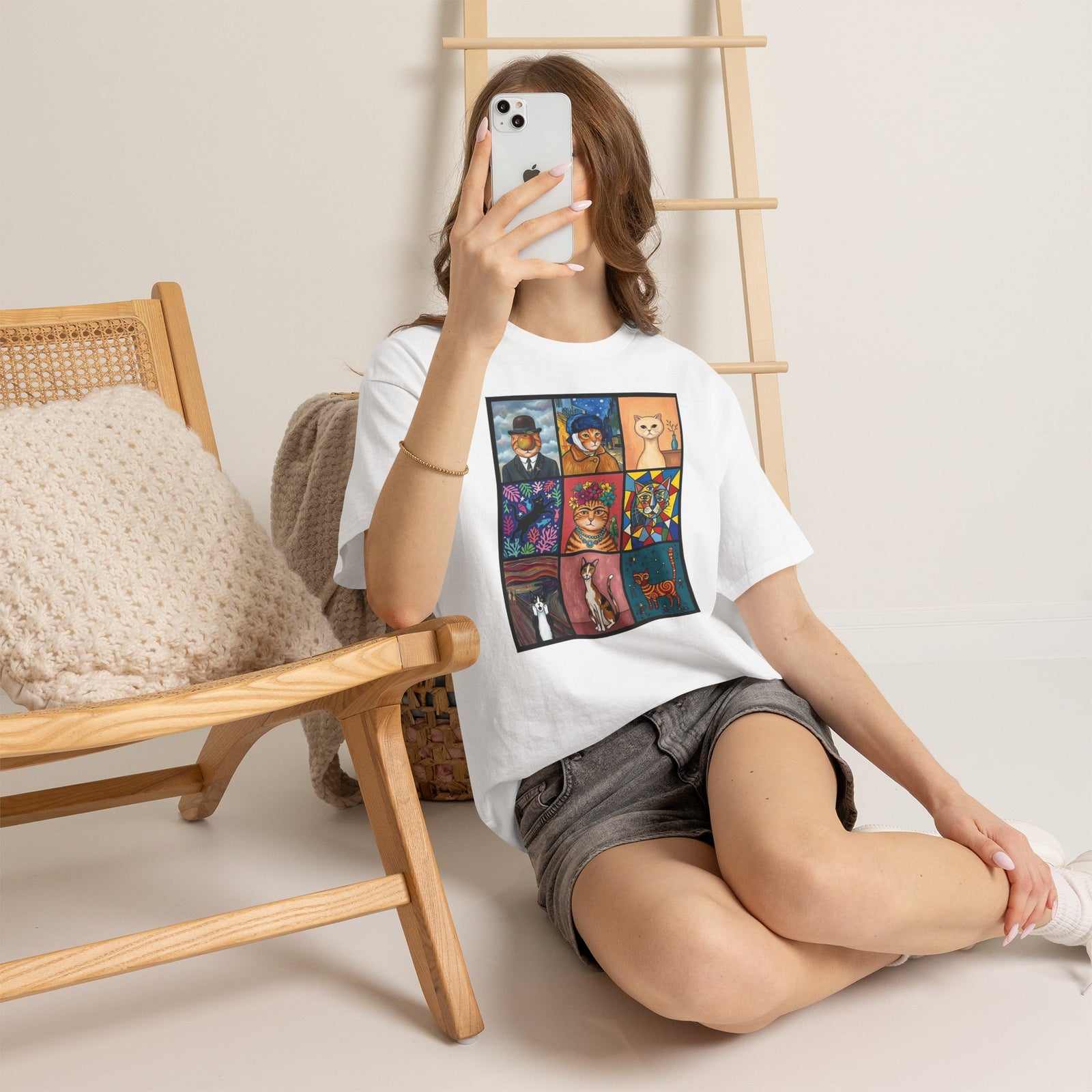 Cats & Art Graphic T-Shirt — Artworks and Cats Design