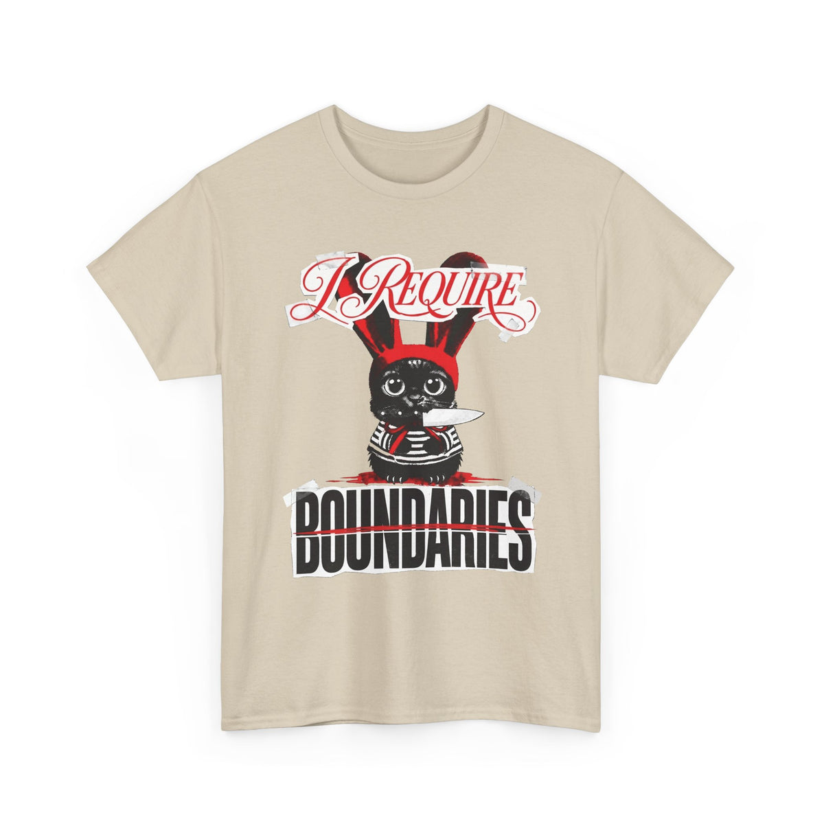 I Require Boundaries T-Shirt — Funny Creepy Cute Cat Knife Tee