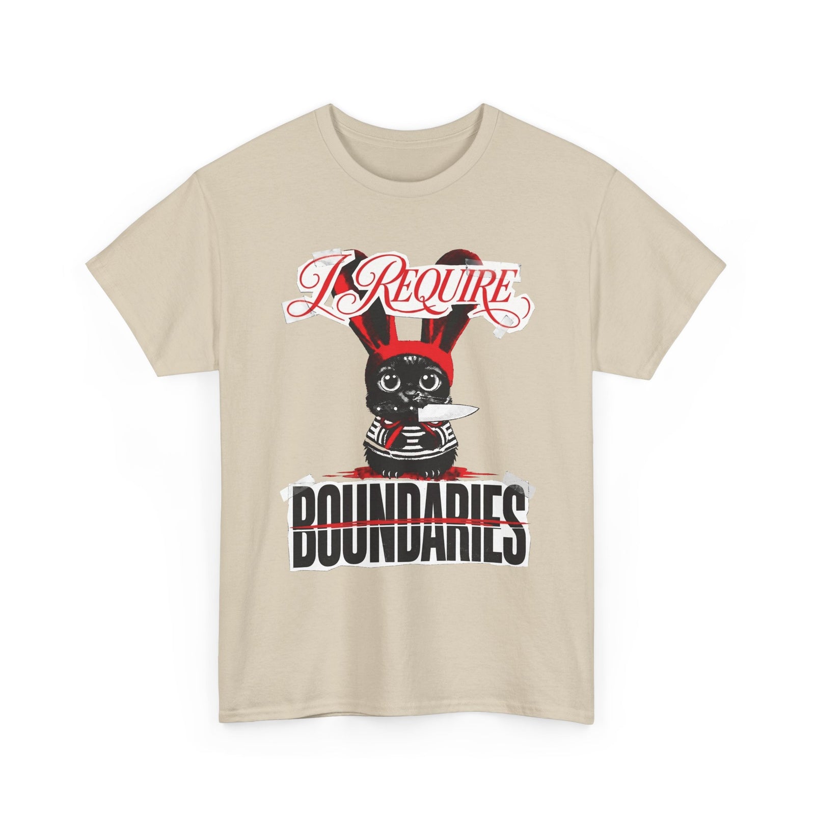 I Require Boundaries T-Shirt — Funny Creepy Cute Cat Knife Tee