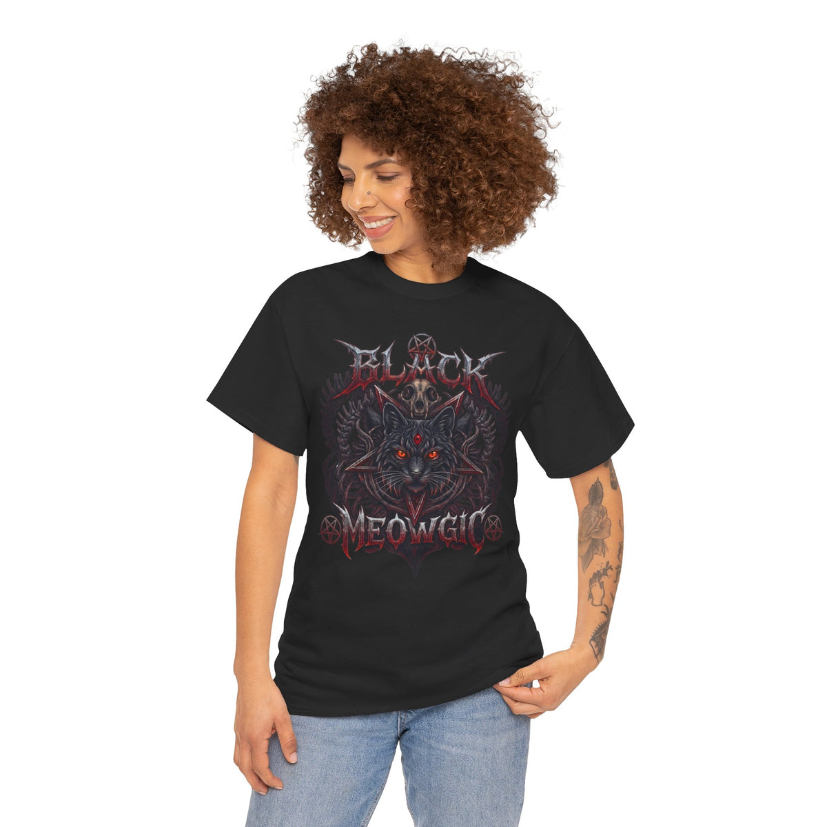 Black Meowgic Cat T-Shirt — Death Metal Occult Black Cat Tee