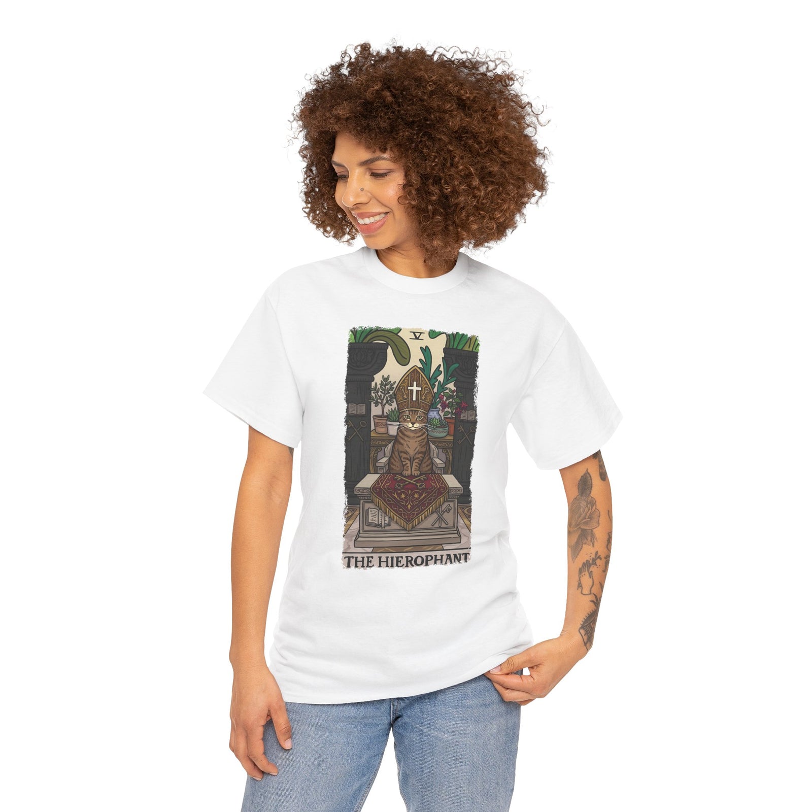 The Hierophant Cat T-Shirt — Mystical Tarot-Inspired Tee