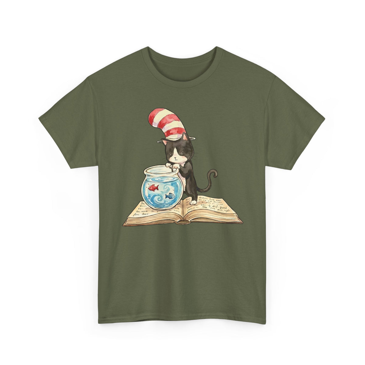Tuxedo Cat 'Red Fish Blue Fish' T-Shirt