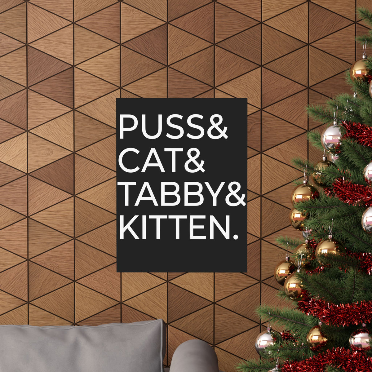 Puss and Kitten Cat Poster — Cute Tabby Cat Graphic Poster