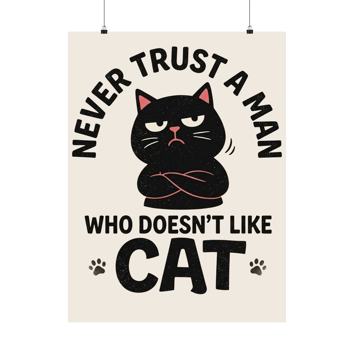 Cat Lover Poster — "Never Trust A Man Who Doesn't Like Cats" Graphic Poster
