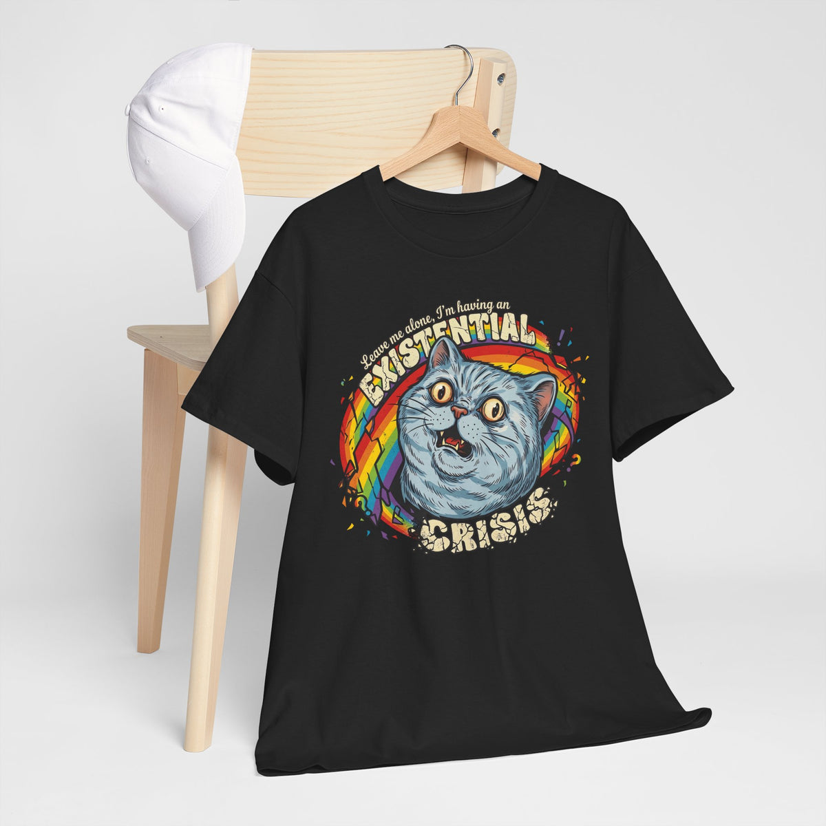 Funny Cat T‑Shirt — "Leave Me Alone, I'm Having an EXISTENTIAL CRISIS"