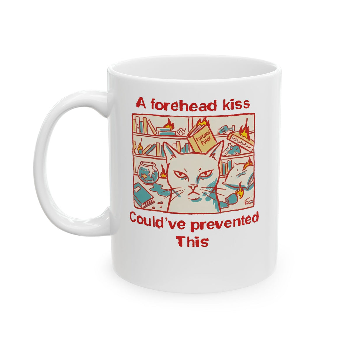 Naughty Cat Forehead Kiss Mug - Funny Cat Lover Ceramic Mug