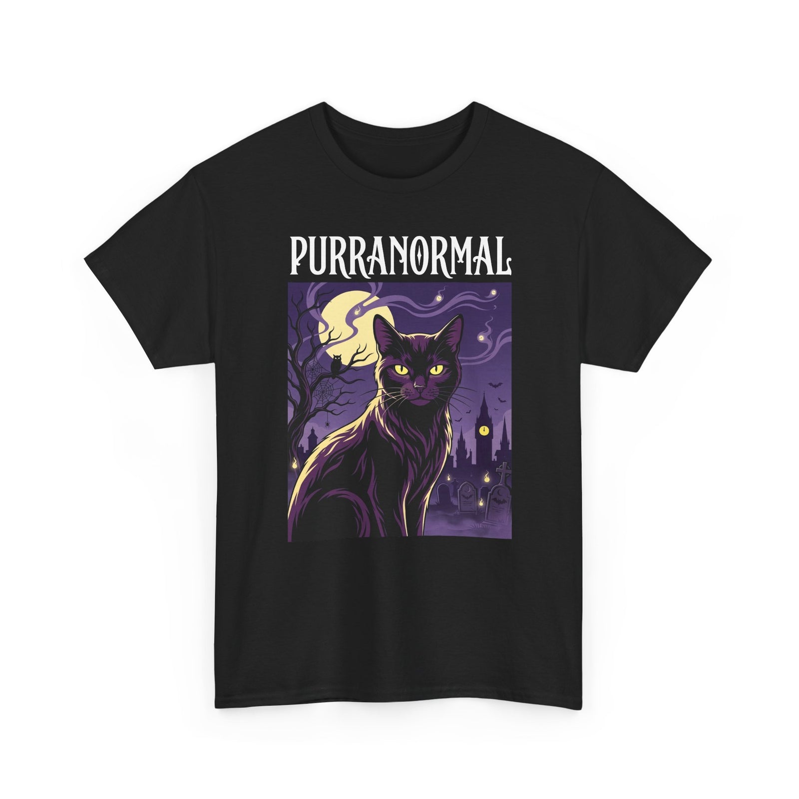 Purranormal Cat T-Shirt — Paranormal Cat Spooky Cat Graphic Tee