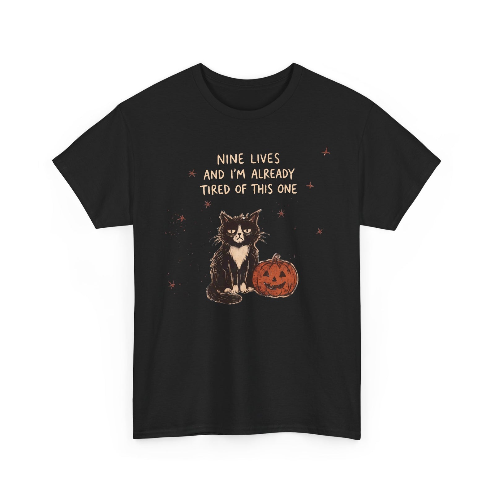 Nine Lives And I'm Already Tired Of This One Shirt — Grumpy Halloween Cat T-Shirt
