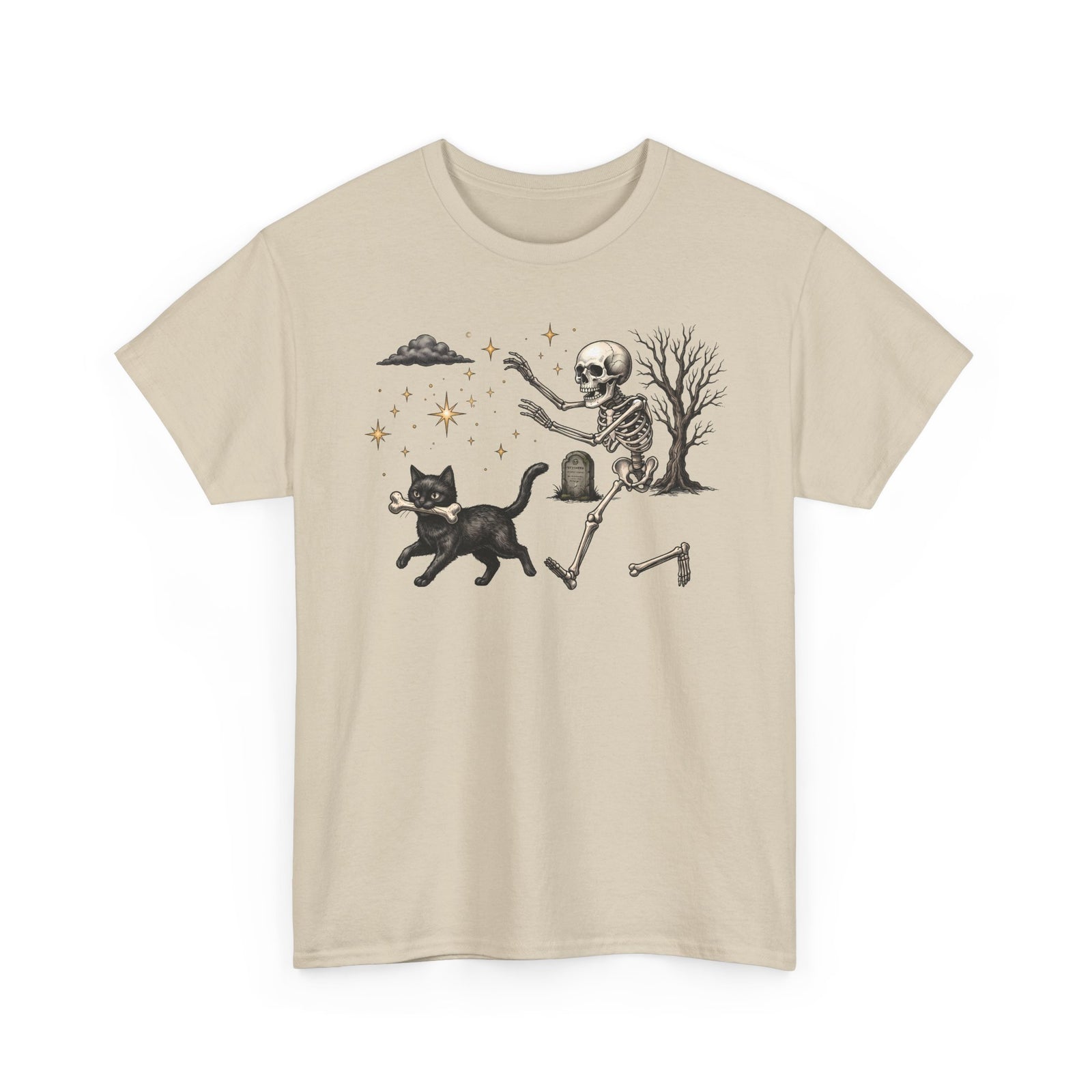 The Great Bone Robbery Black Cat Skeleton Shirt — Funny Spooky Halloween T-Shirt