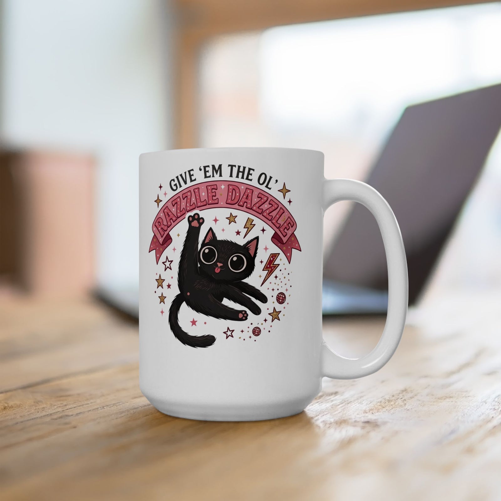 Razzle Dazzle Cat Ceramic Mug — Give 'em the Ol' Razzle Dazzle