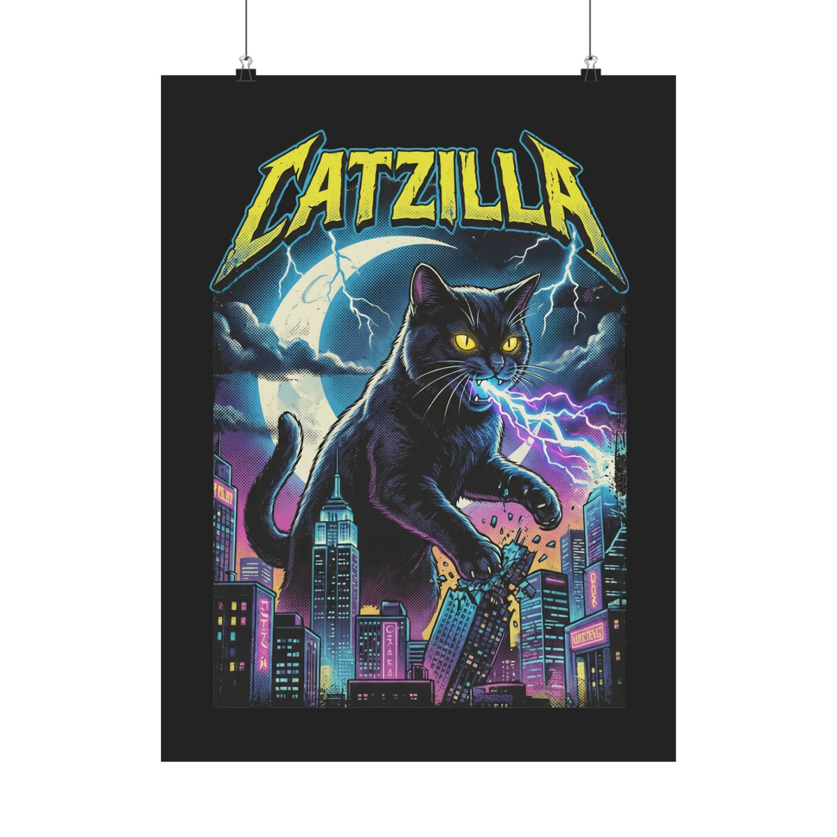 Cat Attack Poster — Funny Graphic Cat Poster