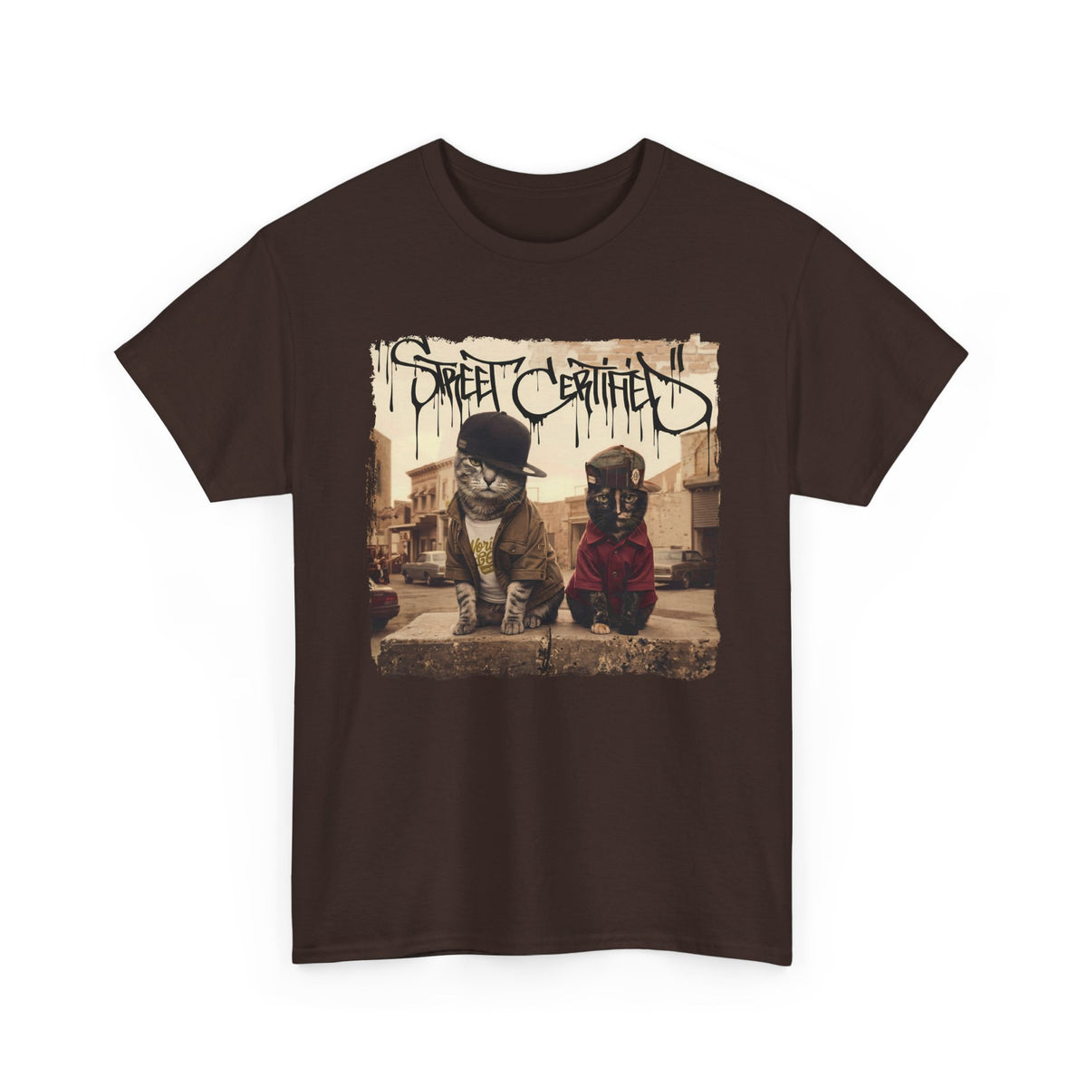 Funny Streetwear Cats "Street Certified" Retro Graphic Tee