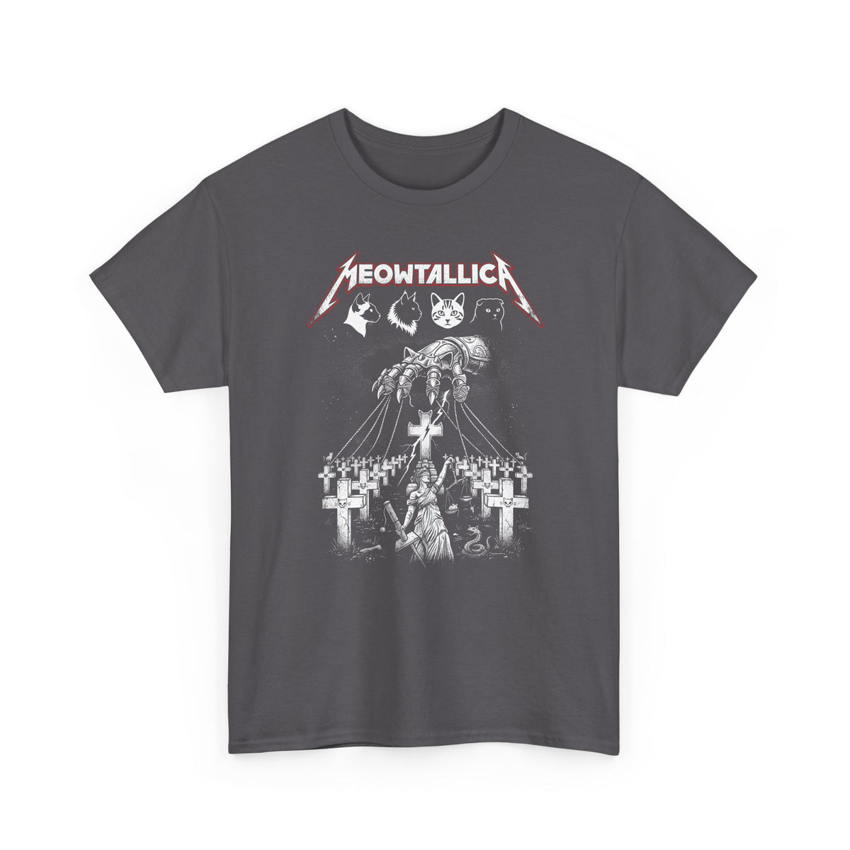 Meowtallica Graphic Tee — Metal Cat Band T-Shirt