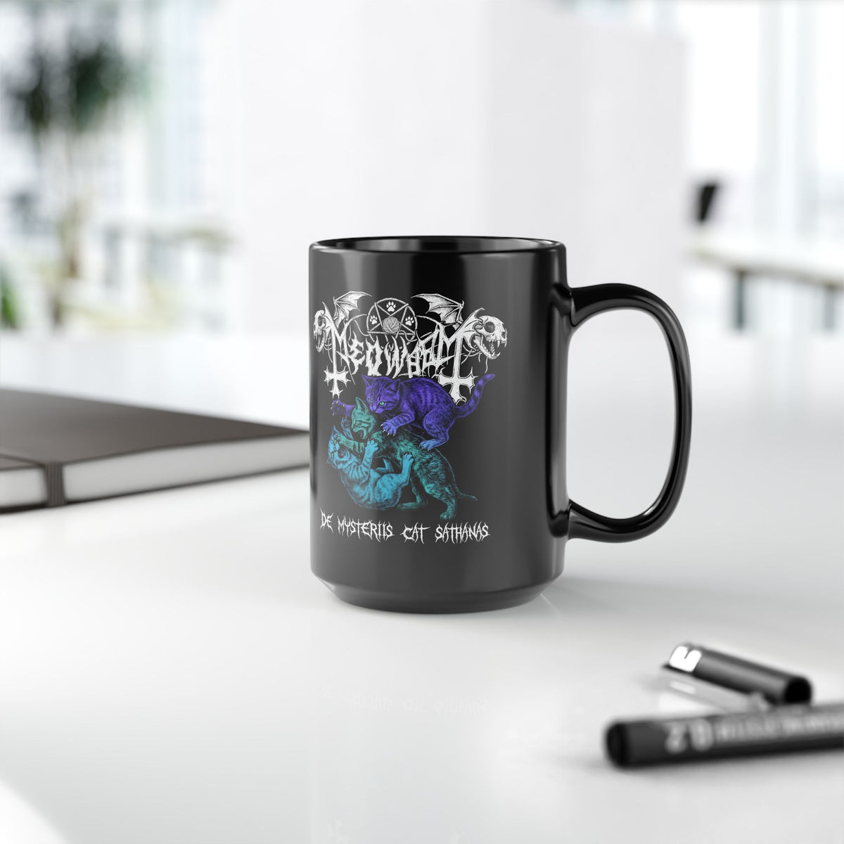 Meowmetal Cat Rock Black Mug