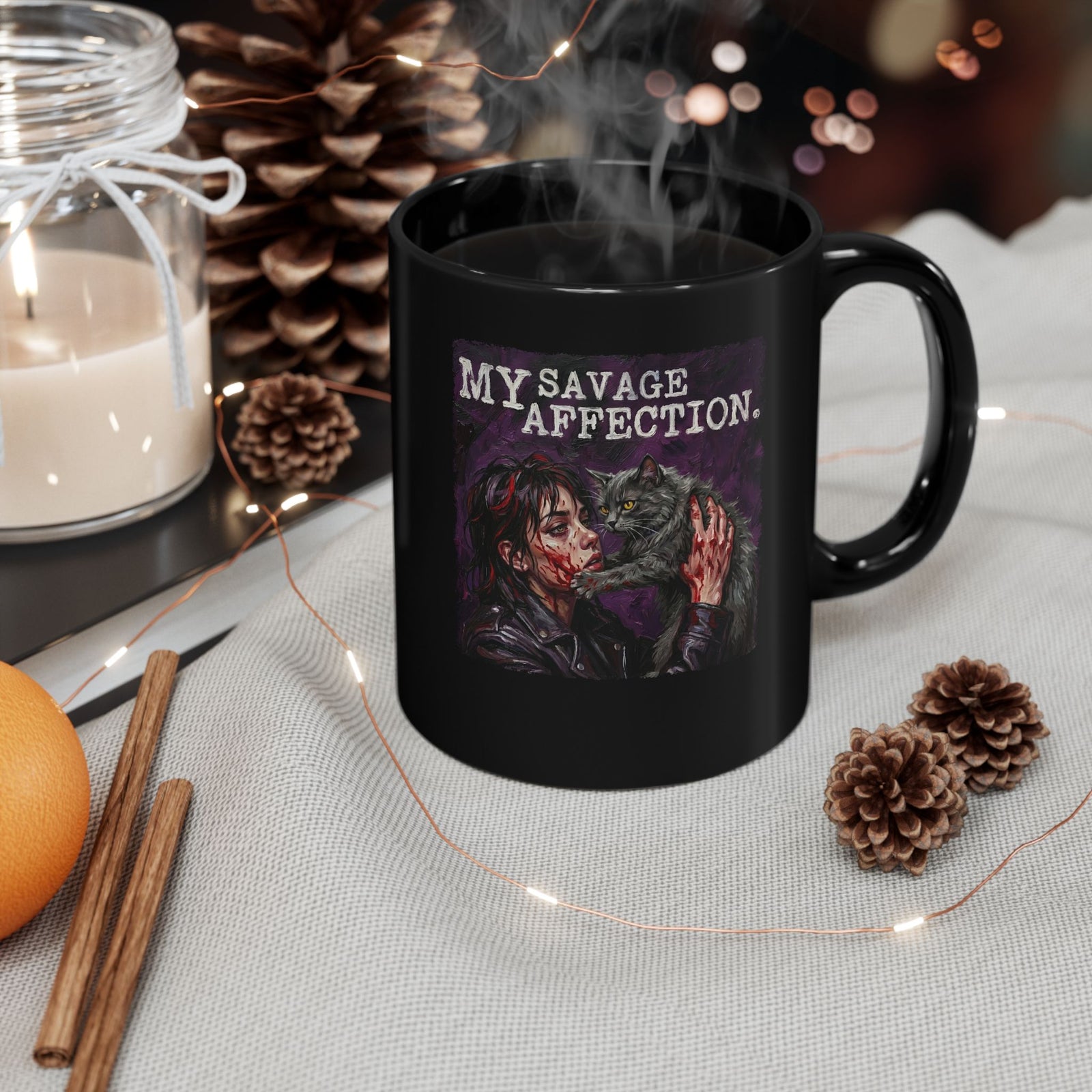 My Savage Affection Black Mug — Bold Romantic Graphic Mug