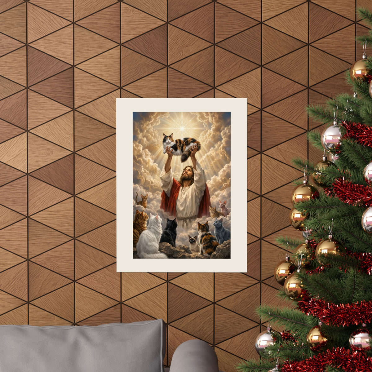 Jesus With Cats Poster — Christian Cat Lover Poster