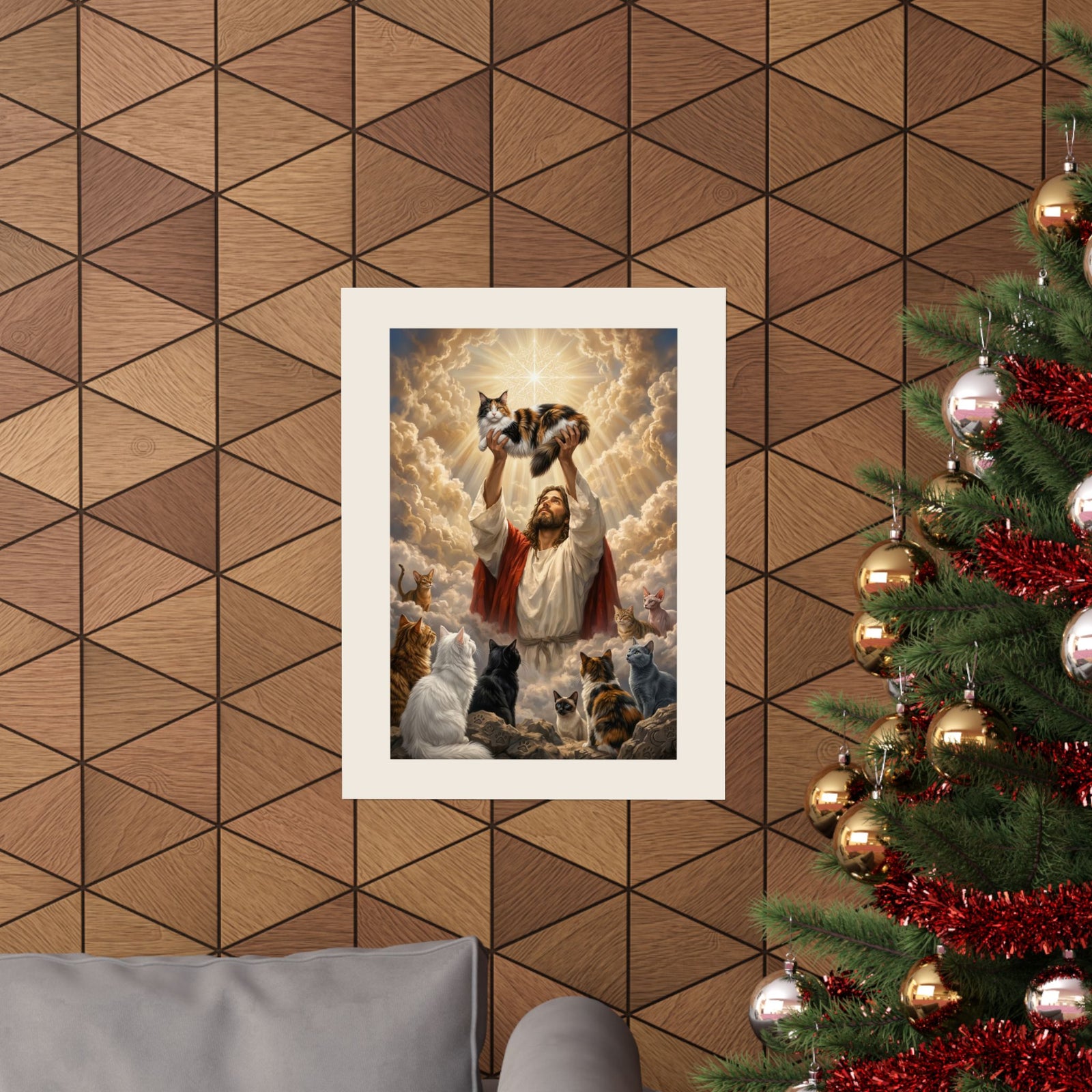 Jesus With Cats Poster — Christian Cat Lover Poster