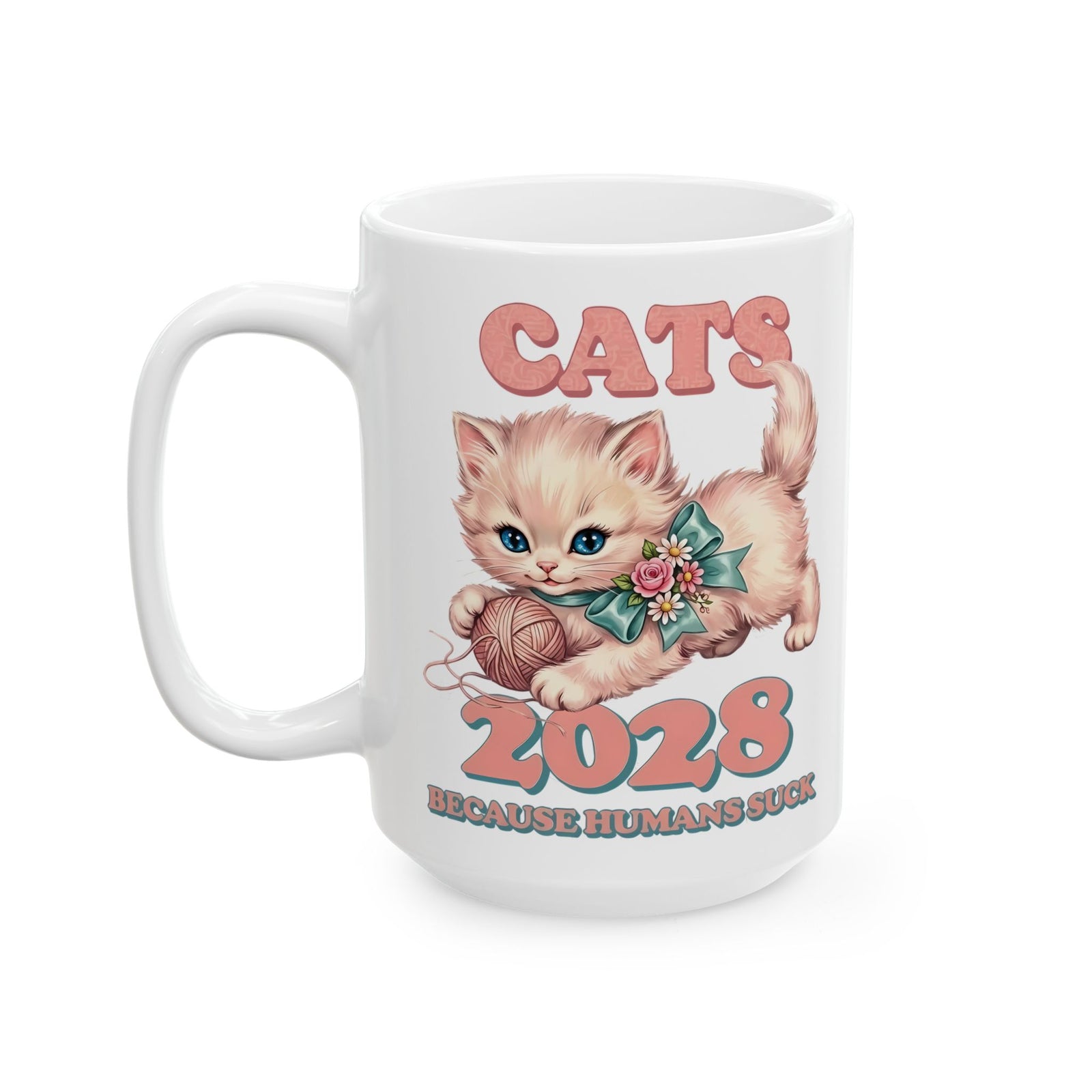 Vote for Cats Ceramic Mug  Funny Cat Political Mug