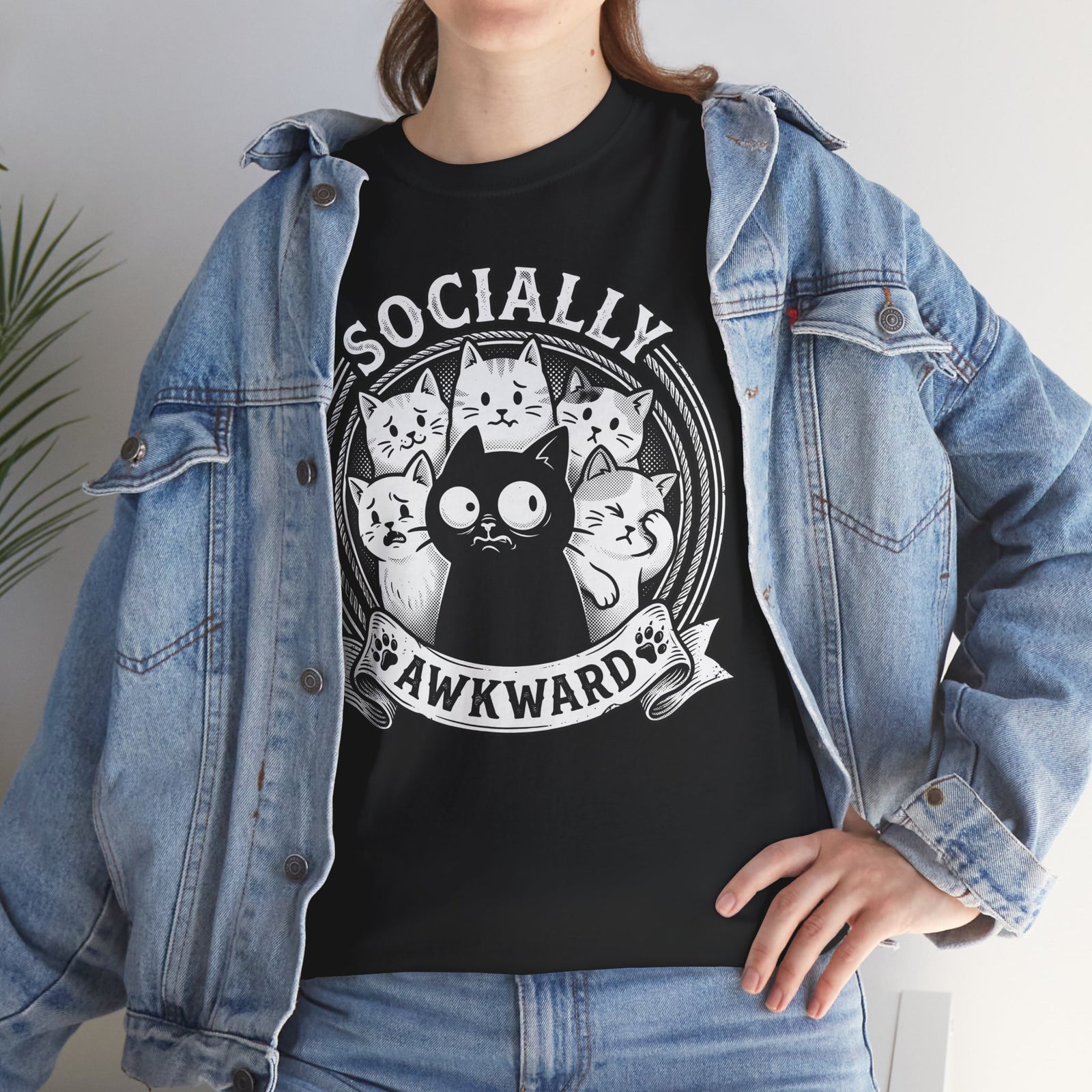 Socially Awkward Black Cat T-Shirt