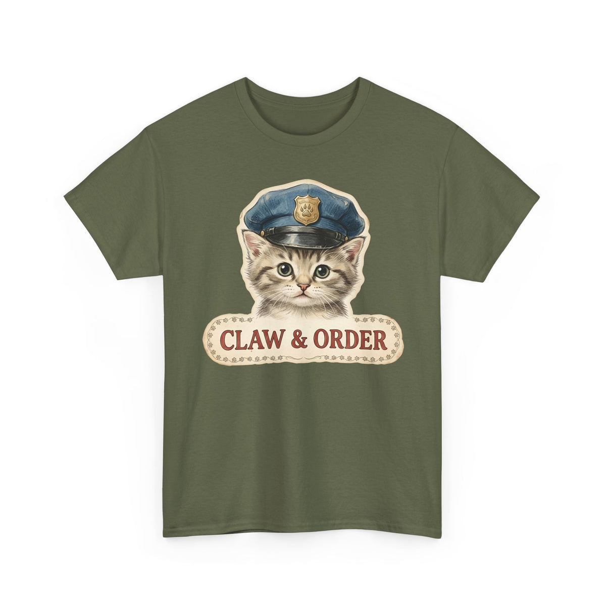 Claw and Order Cat T-Shirt — Funny Cat Crime Pun Tee