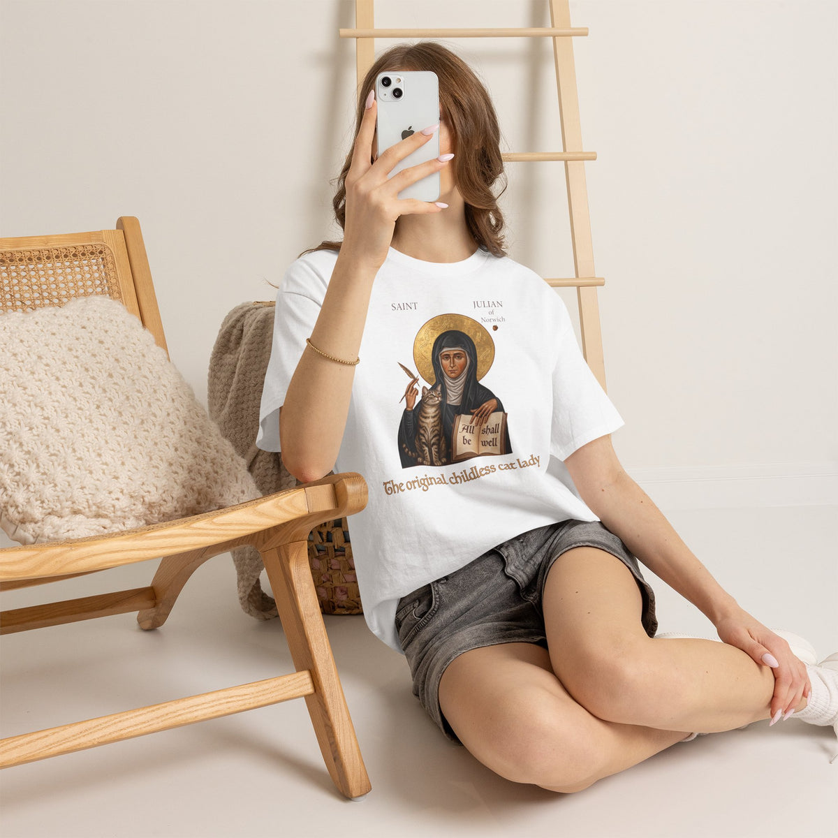 Saint Julian of Norwich Cat Lady T-Shirt — The Original Childless Cat Lady