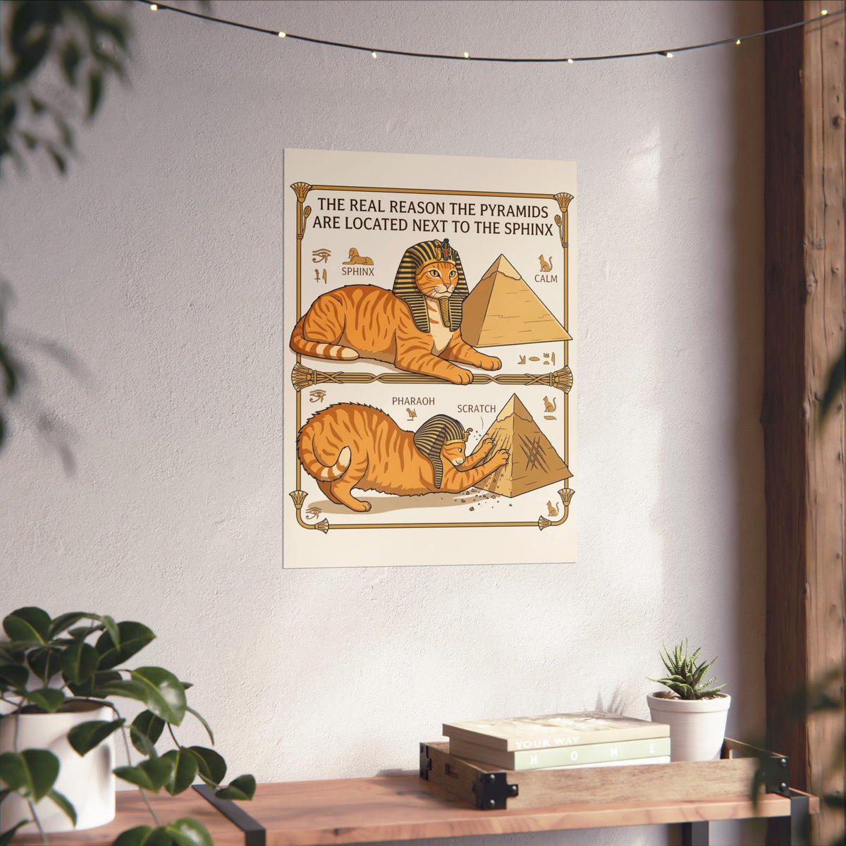 Funny Cat Pyramids Sphinx Poster Ancient Egypt Scratching Design