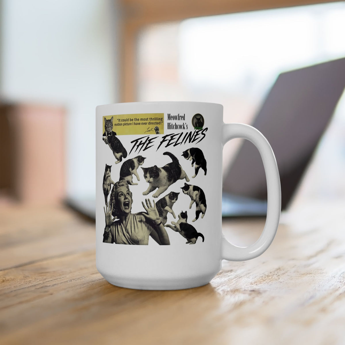 Retro Felines Ceramic Mug — Vintage Cat Graphic Mug