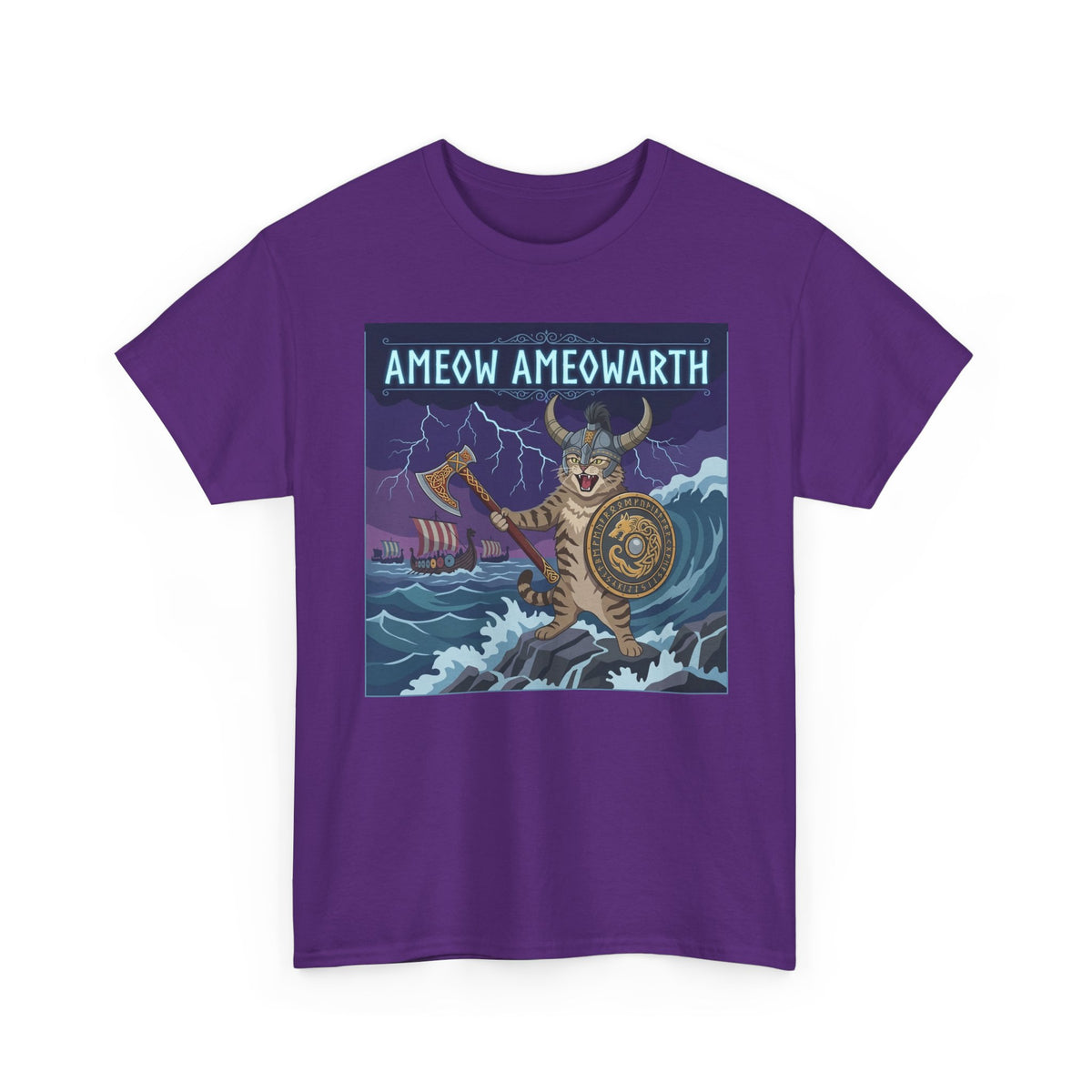 Ameow Ameowarth Cat Viking T-Shirt — Funny Viking Cat Graphic Tee