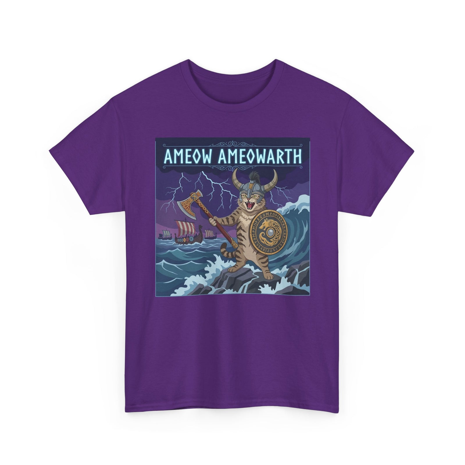Ameow Ameowarth Cat Viking T-Shirt — Funny Viking Cat Graphic Tee