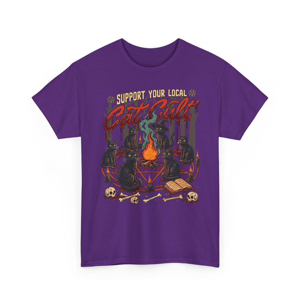 Support Your Local Cat Cult T-Shirt — Witchy Occult Black Cats Tee