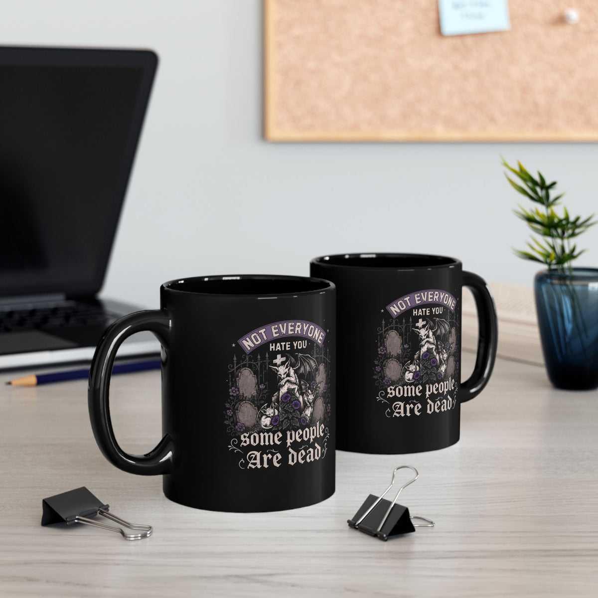 Not Everyone Hate You Some People Are Dead Black Mug — Funny Goth Sphynx Cat Mug