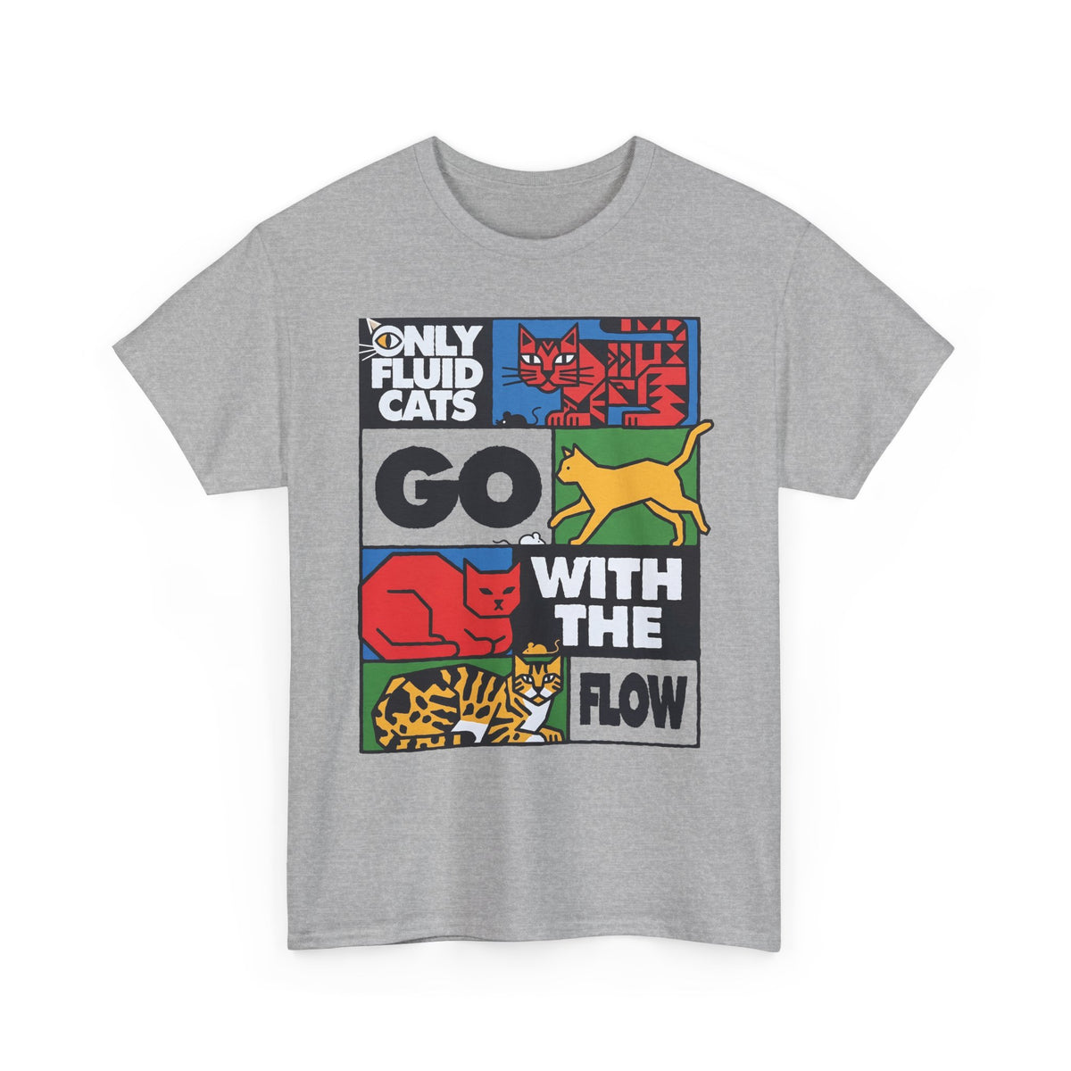 Only Fluid Cats Go With The Flow Shirt — Modern Abstract Pop Art Cat T-Shirt